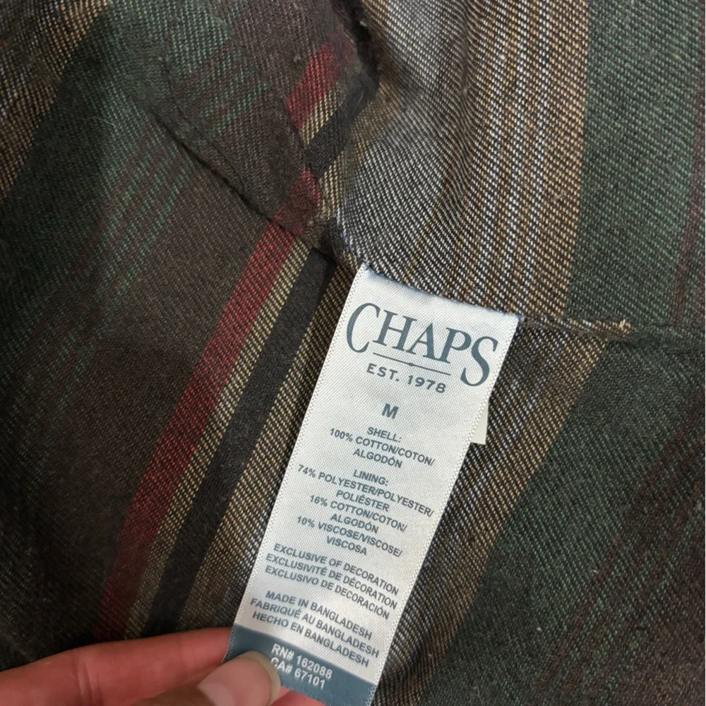 CHAPS Barn Coat Shacket Flannel Lined Denim Shirt Jacket Classic Corduroy Collar
